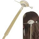 HONEY ACCESSORIES 1Pcs Chinese Style Metal Hair Sticks With Tassels Sweet Bell Orchid Pendant Metal Hair Fork Hair Accessories For Women And Girls (style C)