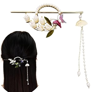 honey accessories 1pcs chinese style metal hair sticks with tassels sweet bell orchid pendant metal hair fork hair accessories for women and girls style e