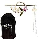HONEY ACCESSORIES 1Pcs Chinese Style Metal Hair Sticks With Tassels Sweet Bell Orchid Pendant Metal Hair Fork Hair Accessories For Women And Girls (style E)