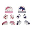 Honey Enterprise Cotton Caps Mittens and Booties Combo for 0-12 Months Baby(Pack of 2).