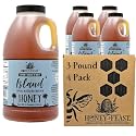HONEY FEAST Island Honey 3 Pounds (Pack of 4), Raw &amp; Unfiltered – Small-Batch Beekeeper’s Delight