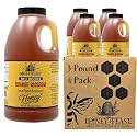 HONEY FEAST Raw Orange Blossom Honey 3 Pounds (Pack of 4), Unfiltered &amp; Pure – Fresh Florida Superfood from American Organic Floral Sources
