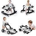 HONEY JOY 4-in-1 Baby Walker, Activity Push Walker w/3 Adjustable Heights, Smooth Wheels w/Adjustable Speed, Padded Seat, Music &amp; Light, Foldable Car Walker for Baby Boys Girls Age 6 Months+ (White)