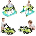 HONEY JOY 4-in-1 Baby Walker, Activity Push Walker w/3 Adjustable Heights, Smooth Wheels w/Adjustable Speed, Padded Seat, Music &amp; Light, Foldable Car Walker for Baby Boys Girls Age 6 Months+ (Green)