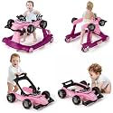 HONEY JOY 4-in-1 Baby Walker, Activity Push Walker w/3 Adjustable Heights, Smooth Wheels w/Adjustable Speed, Padded Seat, Music &amp; Light, Foldable Car Walker for Baby Boys Girls Age 6 Months+ (Purple)