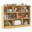 HONEY JOY Kids Toy Storage Organizer, 8-Section Storage Daycare Shelf for Preschool, Children 3-Tier Open Wooden Display Book Shelf Organizer for Classroom, Playroom &amp; Nursery, Kindergarten(Yellow)