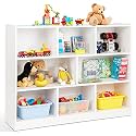 HONEY JOY Kids Storage Organizer, 5-Section Wooden Display Shelf for Classroom, Playroom, Nursery, Kindergarten