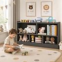 HONEY JOY Kids Toy Storage Organizer, 5-Section Storage Daycare Shelf for Preschool, Children 2-Tier Open Wooden Display Book Shelf Organizer for Classroom, Playroom &amp; Nursery, Kindergarten(Dark Gray)