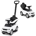HONEY JOY Ride On Push Car for Toddlers, Licensed Land Rover Ride On Sliding Car w/Handle &amp; Handrails, Music &amp; Lights, Under Seat Storage, No Batteries, Kids Ride On Toys for Boys and Girls (White)