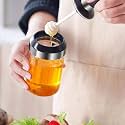 Honey Storage Glass Jars Containers Set Transparent Attached Sealed Condiment Pots Seasoning Airtight Lid Box With Honey Stick For Kitchen - 300 ml (1 - New Honey Jar)
