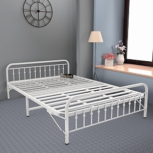 honey touch nova folding queen size bed without mattress  no assembly required  foldable bed for sleepingguestsrented apartmentsbedroom5x625ft ivory