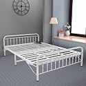 Honey Touch Nova Folding Queen Size Bed Without Mattress | No Assembly Required | Foldable Bed for Sleeping/Guests/Rented Apartments/Bedroom(5x6.25ft, Ivory)