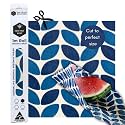 Honeybee Beeswax Wraps - Blue Leaf Pattern Beeswax Roll -Certified Organic Cotton Beeswax Wrap - Reusable Beeswax Wraps for Food - Plastic Wrap &amp; Sandwich Bags Alternative - 40’’ x 13’’