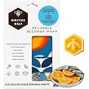Honeybee Beeswax Wraps - Kitchen Starter Pack with Wax Replenish Block - Certified Organic Cotton Beeswax Wrap - Reusable Beeswax Food Wrap - 3 Pack - Small, Medium & Large