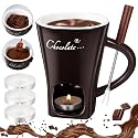 Honeydak 1 Set Chocolate Fondue Mug with Fork ＆ Candle, Brown