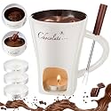 Honeydak 1 Set Chocolate Fondue Mug with Fork ＆ Candle, White