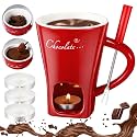 Honeydak 1 Set Chocolate Fondue Mug with Fork ＆ Candle, Red