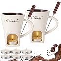 Honeydak 2 Set Chocolate Fondue Mug with Fork ＆ Candle, White