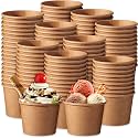 Honeydak 200 Pack 5 oz Brown Kraft Ice Cream Cups Bulk Paper Snack Cups
