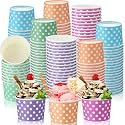 Honeydak 200 Pack 5 oz Polka Dot Ice Cream Cups, Pink Orange Green Blue