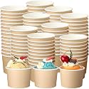 Honeydak 200 Pack Beige Kraft Ice Cream Cups Bulk 5 oz Paper Dessert Bowls