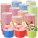 Honeydak 200 Pack Ice Cream Cups 5 oz Red Pink Orange Blue Green Striped