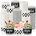 Honeydak 200 Pack Racing Car Ice Cream Cups 5oz Black White Disposable