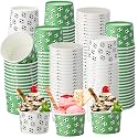 Honeydak 200 Pack Soccer Ball Ice Cream Cups 5 oz Green White