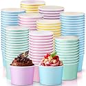 Honeydak 200 Pcs 5 oz Candy Colors Striped Paper Ice Cream Cups Bulk