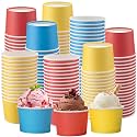 Honeydak 200 Pcs 5 oz Paper Ice Cream Cups, Red Yellow Blue Classic