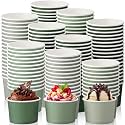 Honeydak 200 Pcs 5 oz Paper Ice Cream Cups Sage Green Striped Classic