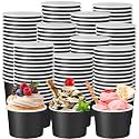 Honeydak 200 Pcs Black Ice Cream Paper Cups 5 oz Disposable