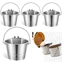 Honeydak 4 Pcs Flat Sided Pail with Dual Hooks, 1 Quart Stainless Steel
