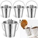 Honeydak 4 Pcs Flat Sided Pail with Dual Hooks, 2 Quart Stainless Steel