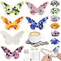 Honeydak 6 Set Glass Mosaic Tile for Craft, Butterfly, Vibrant Color
