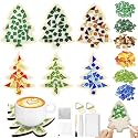 Honeydak 6 Set Glass Mosaic Tile Kit Christmas Tree Wooden Coaster Craft