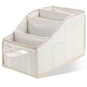 Honeydak Passenger Seat Organizer, Collapsible Car Storage for Console Front/back Seat with Multi-pockets Car Caddy Organizer Suv Truck for Kids Adults Accessories(Beige,4 Compartments)