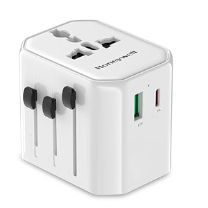 honeywell new launch universal travel adapter 38w 3-in-1 fast charging universal socket typec usba worldwide wall charger for euusuk amp cnaus devices 3yr manufacturer warranty