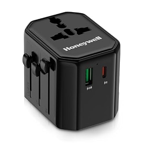 honeywell new launch universal travel adapter 12w 3-in-1 fast charging universal socket typec usba worldwide wall charger for euusuk amp cnaus devices 3yr manufacturer warranty
