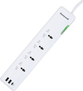 honeywell surge protectorwith universal sockets 2xusb  pd 20w12000amp 4 socket extension boards white 15 m with usb port