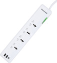 Honeywell Surge Protector,with Universal Sockets, 2xUSB & PD 20w,12,000Amp 4 Socket Extension Boards (White, 1.5 m, With USB Port)
