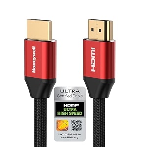honeywell hdmi cable 21 with ethernet 8k60hz 4k120hz uhd resolution 2 mtr66ft 48 gbps transmission ultra high speed dolby dts earc3dmale-to-malecompatible with all hdmi-enabled devices
