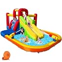 Hongcoral Inflatable Water Slide Bounce House for Kids, 12-In-1 Water Park with Splash Pool, Double Cannons, 2 Climbing Walls, Tunnel, Obstacles, Blow Up Jumping Castle With Blower