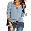 Hongqizo Womens V Neck Sweater Half Zip Stripe Jumper Pullover Knit Tops