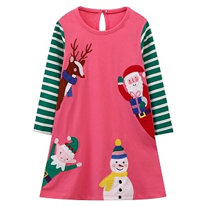Hongshilian Toddler Girls Longsleeve Dress Cotton Jersey