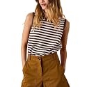 Hongsui Women's Striped Color Block Sweater Vest Ribbed Knit Tank Tops Oversized Crewneck Pullover