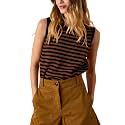Hongsui Women's Striped Color Block Sweater Vest Ribbed Knit Tank Tops Oversized Crewneck Pullover