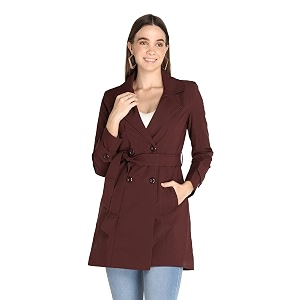 honnete women stylish long sleeve regular coat for winter wear