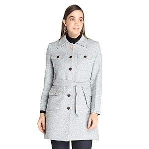 honnete women stylish long sleeve regular coat for winter wear
