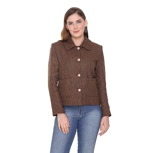 honnete women stylish long sleeve regular coat for winter wear